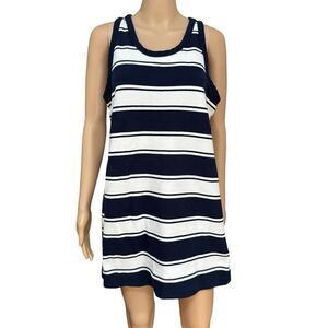 J. CREW Blue/White Striped 100% Cotton Sleeveless Summer Dress size M